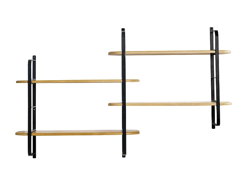 Mensola murale in legno massello di mango e metallo nero L122 cm AKINA