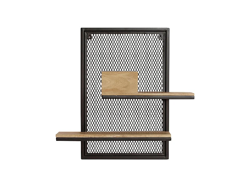 Mensola a muro doppia in metallo e mango massiccio H60 cm RACK