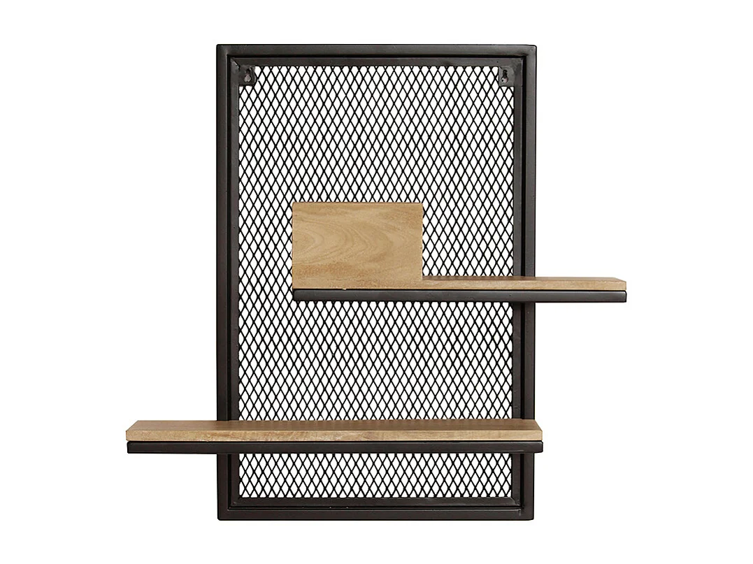 Mensola a muro doppia in metallo e mango massiccio H60 cm RACK