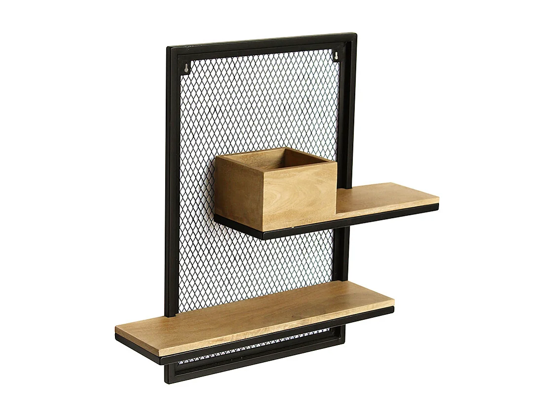 Estantería de pared doble en metal y mango macizo A60 cm RACK