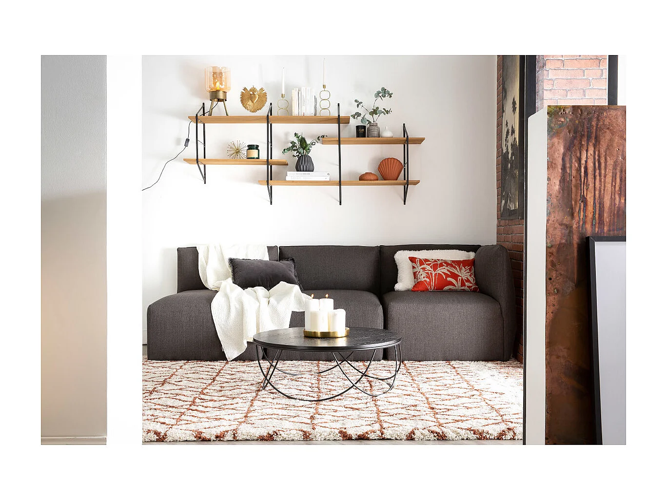 Estantería mural XL madera y metal BRIDGE