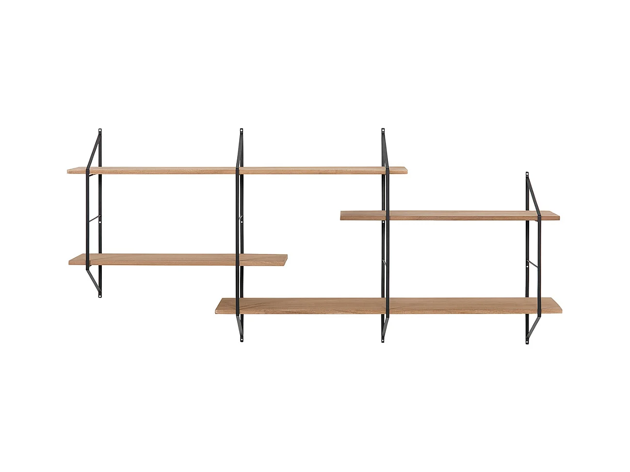 Etagère murale XL modulable en bois clair et métal noir L191 cm BRIDGE