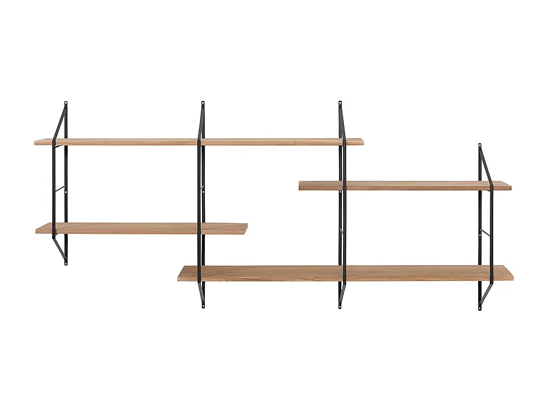 Etagère murale XL modulable en bois clair et métal noir L191 cm BRIDGE