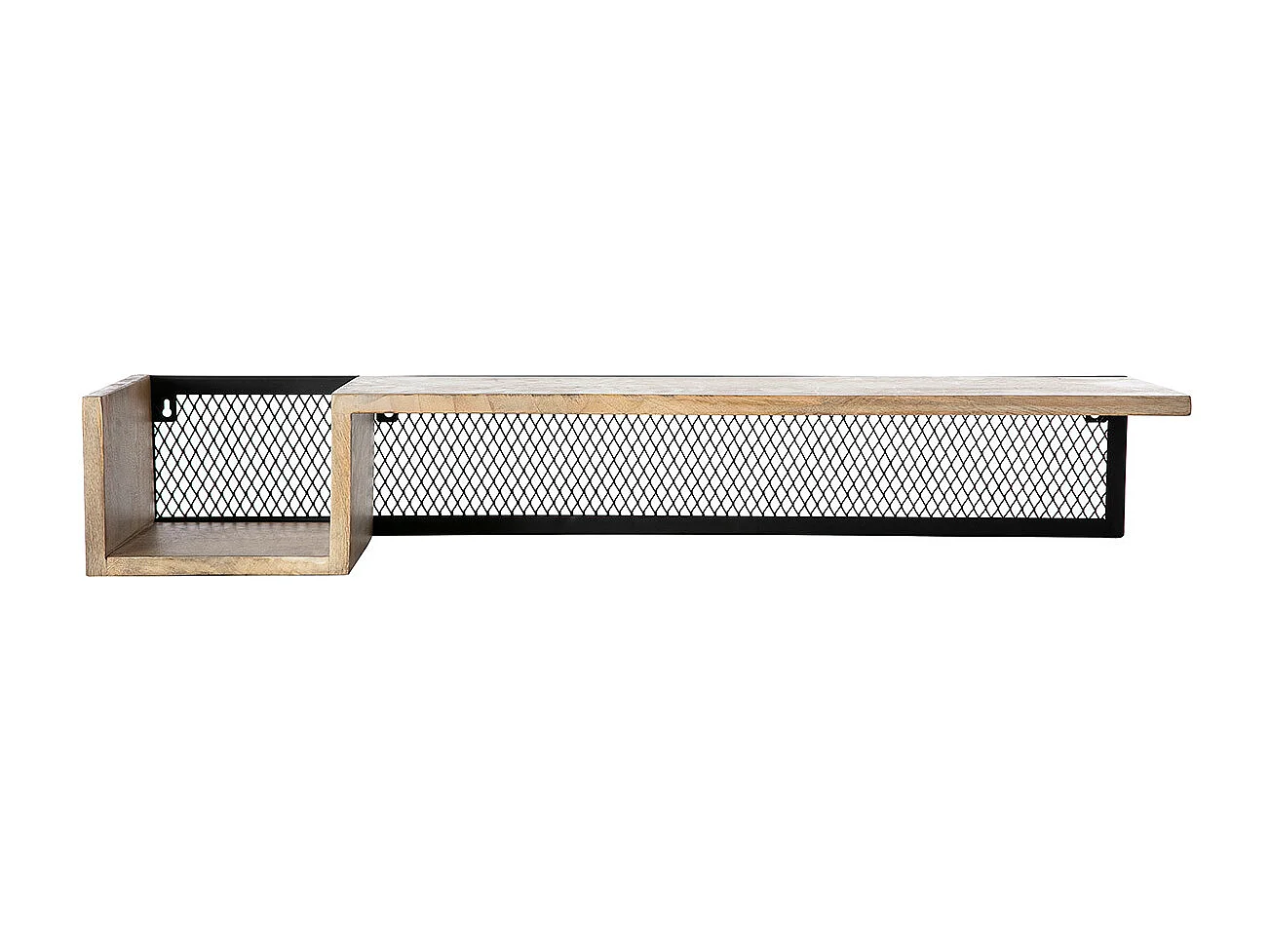 Étagère murale industrielle en bois manguier massif et métal noir L90 cm RACK