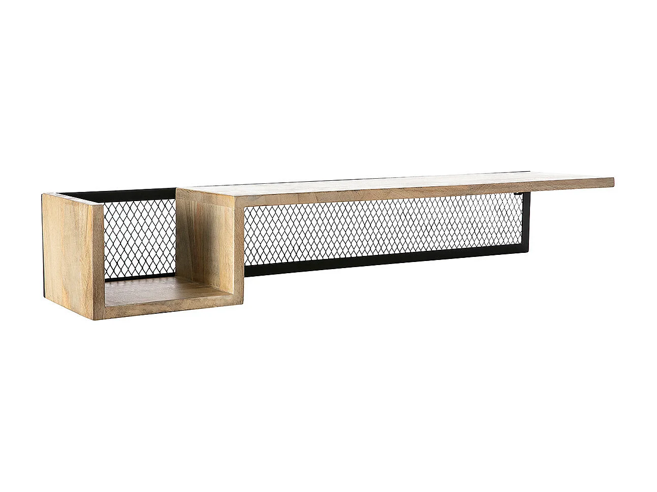 Étagère murale industrielle en bois manguier massif et métal noir L90 cm RACK