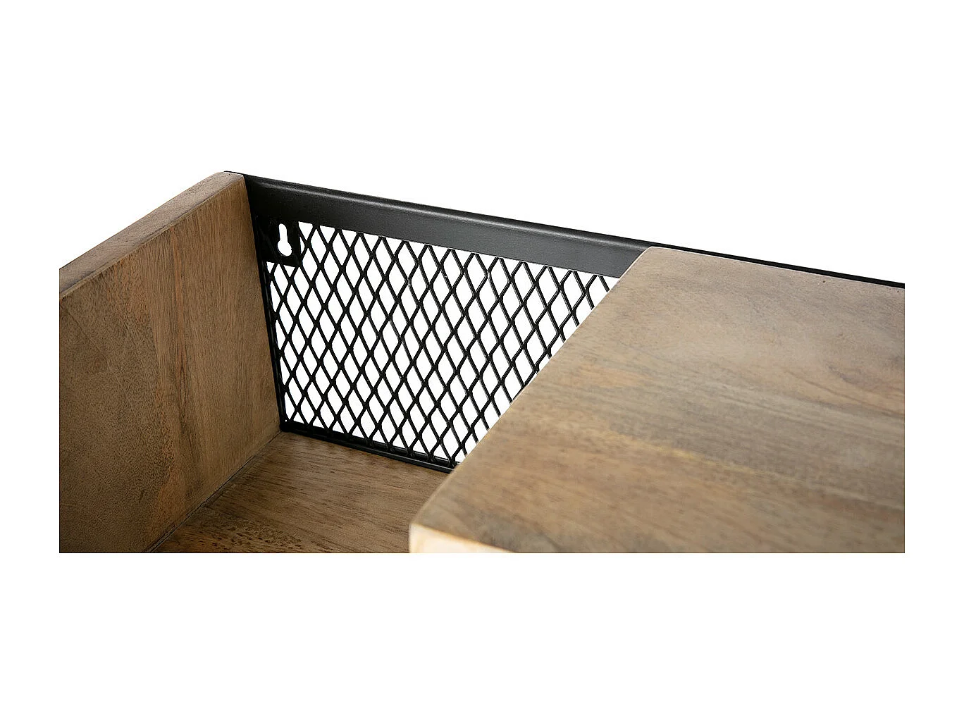 Étagère murale industrielle en bois manguier massif et métal noir L90 cm RACK