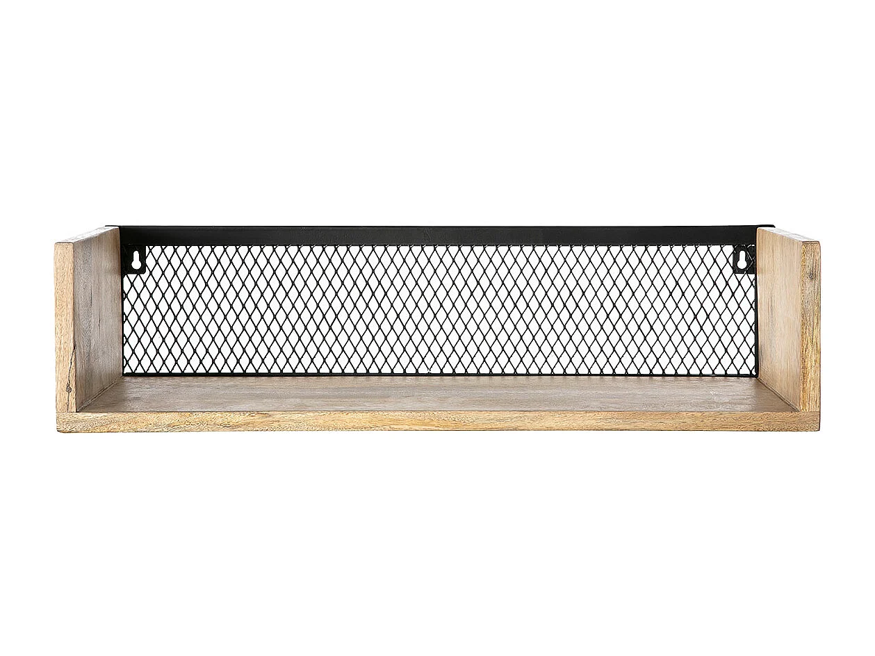Étagère murale industrielle en bois manguier massif et métal noir L60 cm RACK