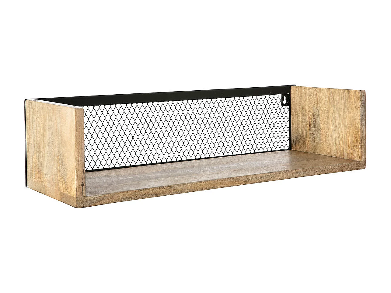 Étagère murale industrielle en bois manguier massif et métal noir L60 cm RACK