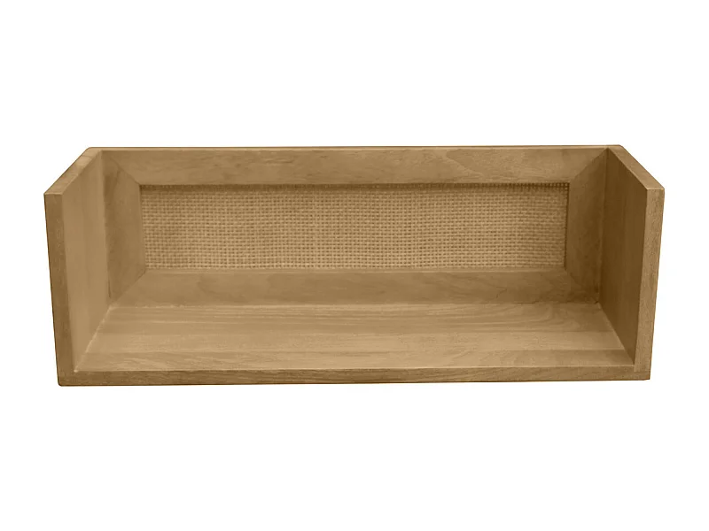Mensola da parete in legno massello di mango e motivo a intreccio rattan L60 cm ACANGE
