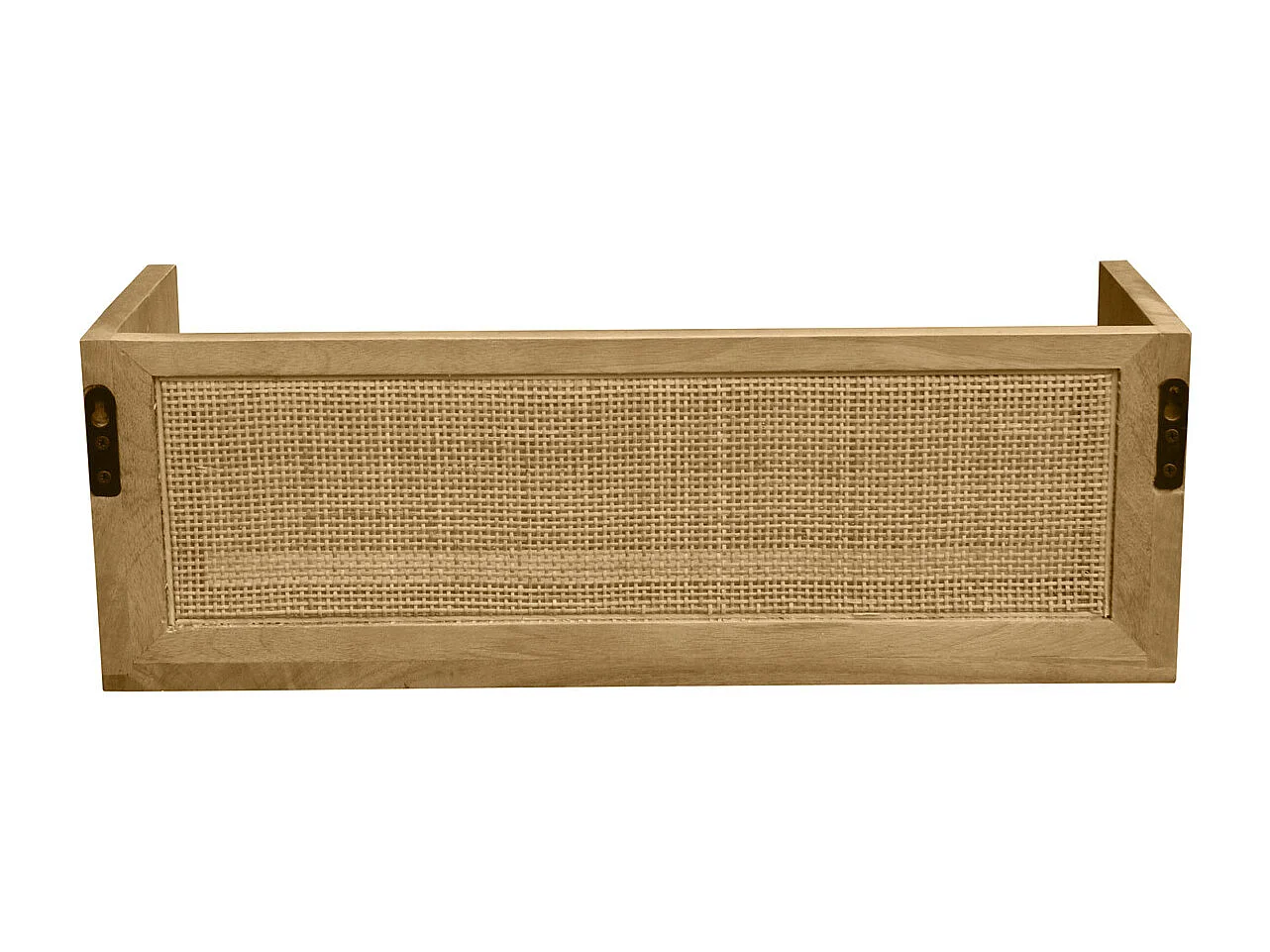 Étagère tablette murale en bois manguier massif et cannage rotin L60 cm ACANGE