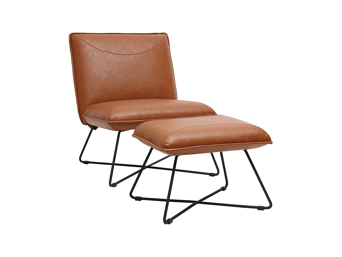 Fauteuil avec repose pied vintage marron PHILO