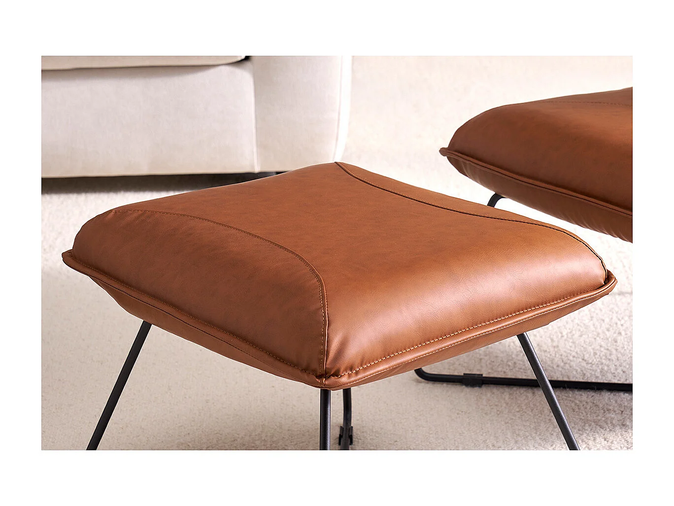 Fauteuil avec repose pied vintage marron PHILO