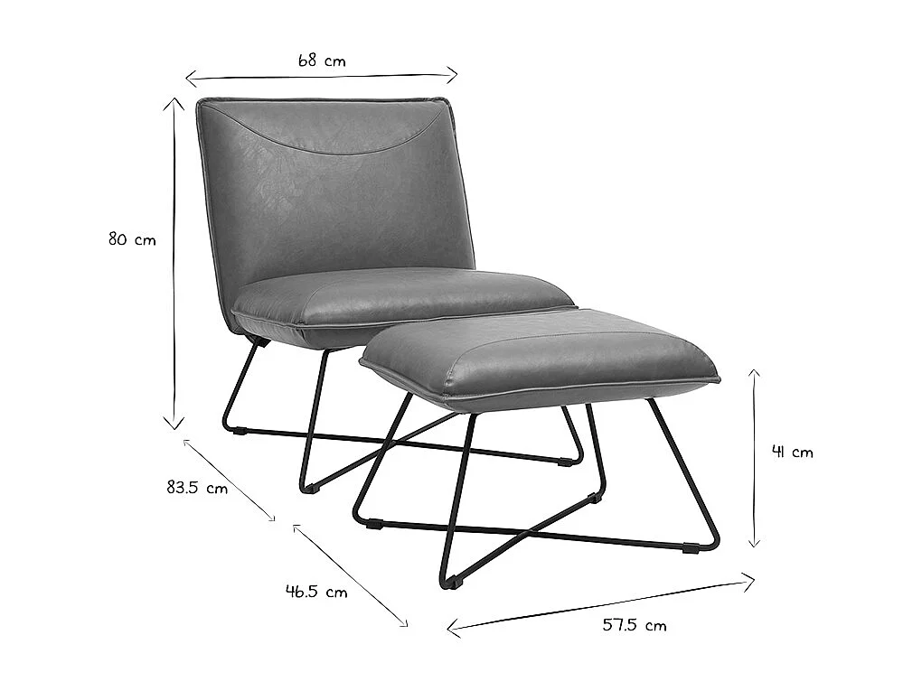 Sillón vintage marrón con reposapiés PHILO