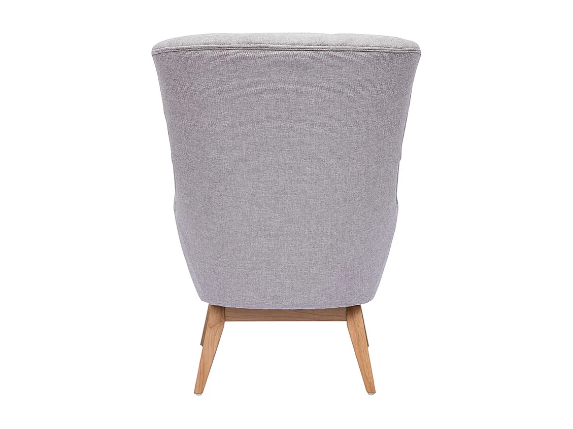Fauteuil scandinave en tissu effet velours texturé gris clair et bois clair BRODY