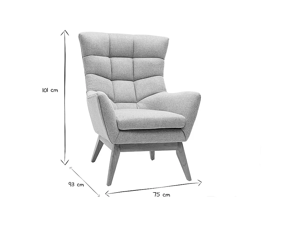 Skandinavischer hellgrauer Sessel aus Holz BRODY