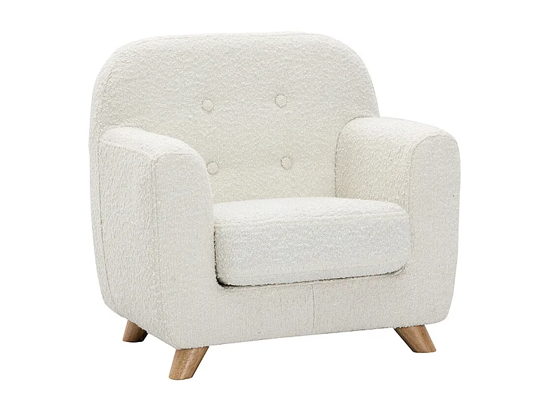 Sillón para niños nórdico de borreguillo blanco y madera clara NORKID