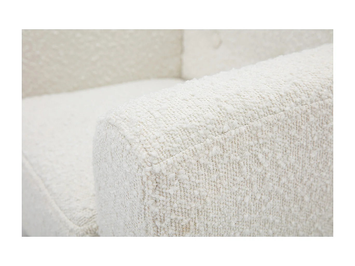 Sedia scandinava in tessuto effetto lana bouclé bianco e legno chiaro NORKID