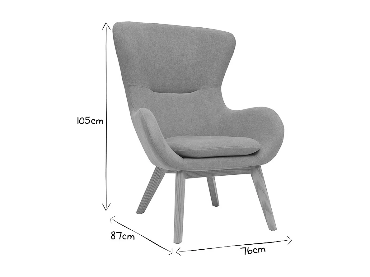 Sillón nórdico tejido efecto terciopelo y madera ESKUA