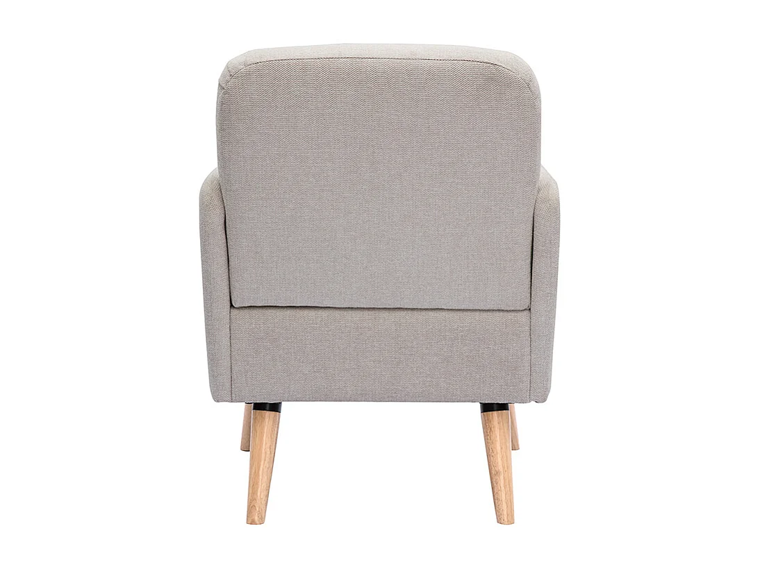 Sillón nórdico de tejido efecto aterciopelado texturizado beige y madera ISKO