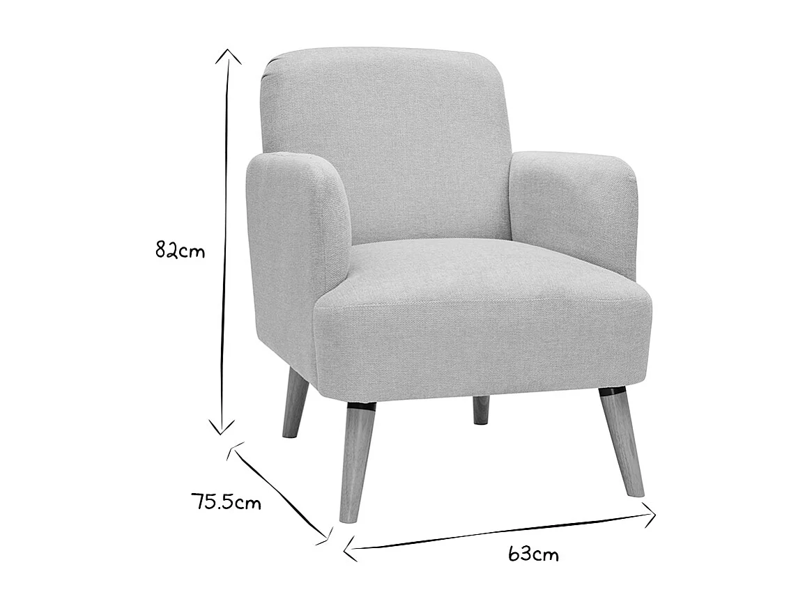 Poltrona scandinava in tessuto effetto velluto testurizzato beige e legno ISKO