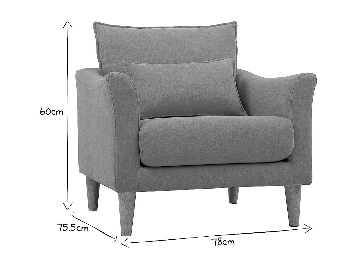 Design-Sessel Stoff Grau und Eiche KATE