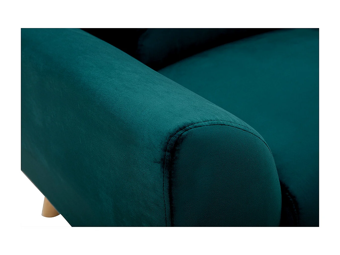 Sillón diseño tejido efecto terciopelo azul petróleo y patas roble  EKTOR