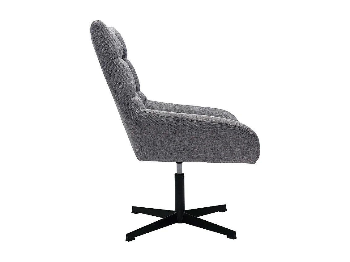 Sillón de diseño giratorio de tejido efecto aterciopelado texturizado gris KING
