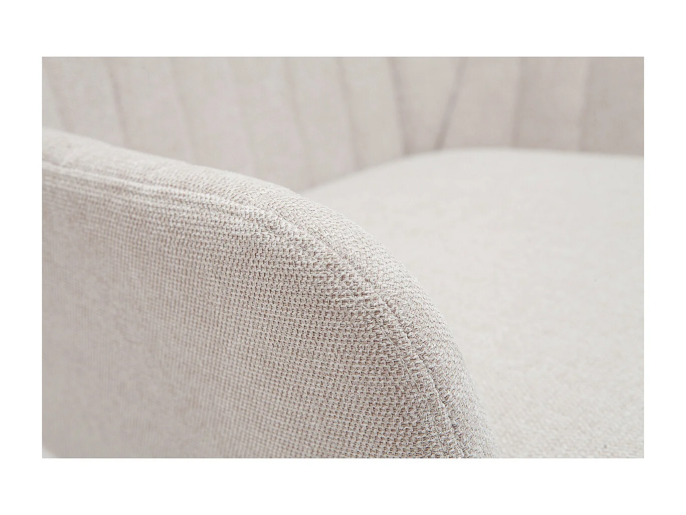 Sillón de tejido efecto aterciopelado texturizado beige y metal GASTON