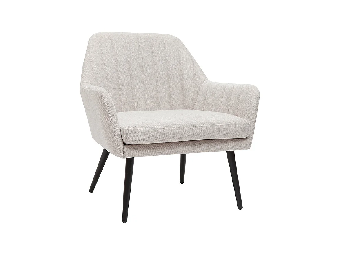 Fauteuil design en tissu effet velours texturé beige et métal noir GASTON