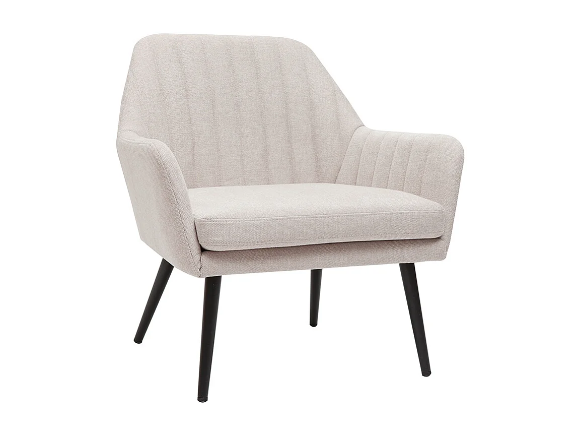 Sillón de tejido efecto aterciopelado texturizado beige y metal GASTON