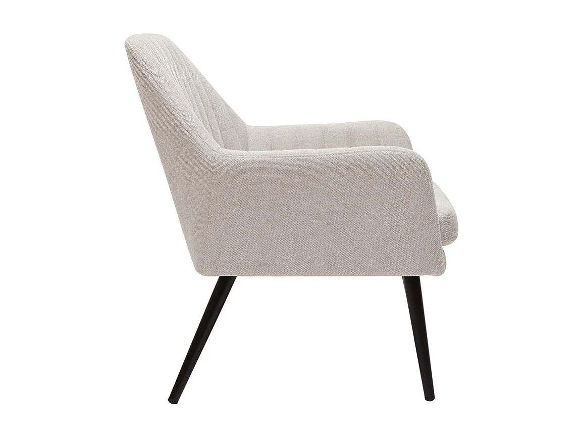 Sillón de tejido efecto aterciopelado texturizado beige y metal GASTON