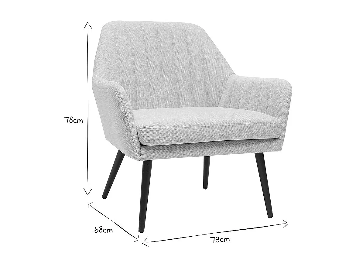 Sillón de tejido efecto aterciopelado texturizado beige y metal GASTON