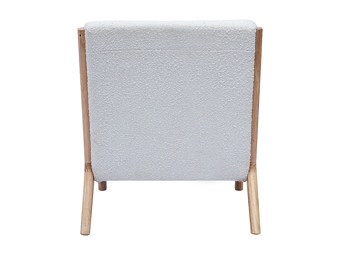 Sillón nórdico de borreguillo blanco y madera clara maciza DERRY