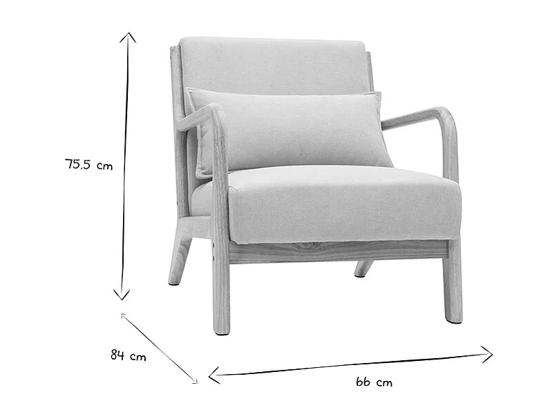 Sillón nórdico de borreguillo blanco y madera clara maciza DERRY