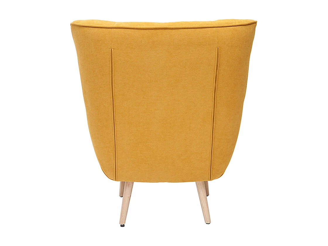 Sillón nórdico efecto terciopelo amarillo mostaza y madera AVERY