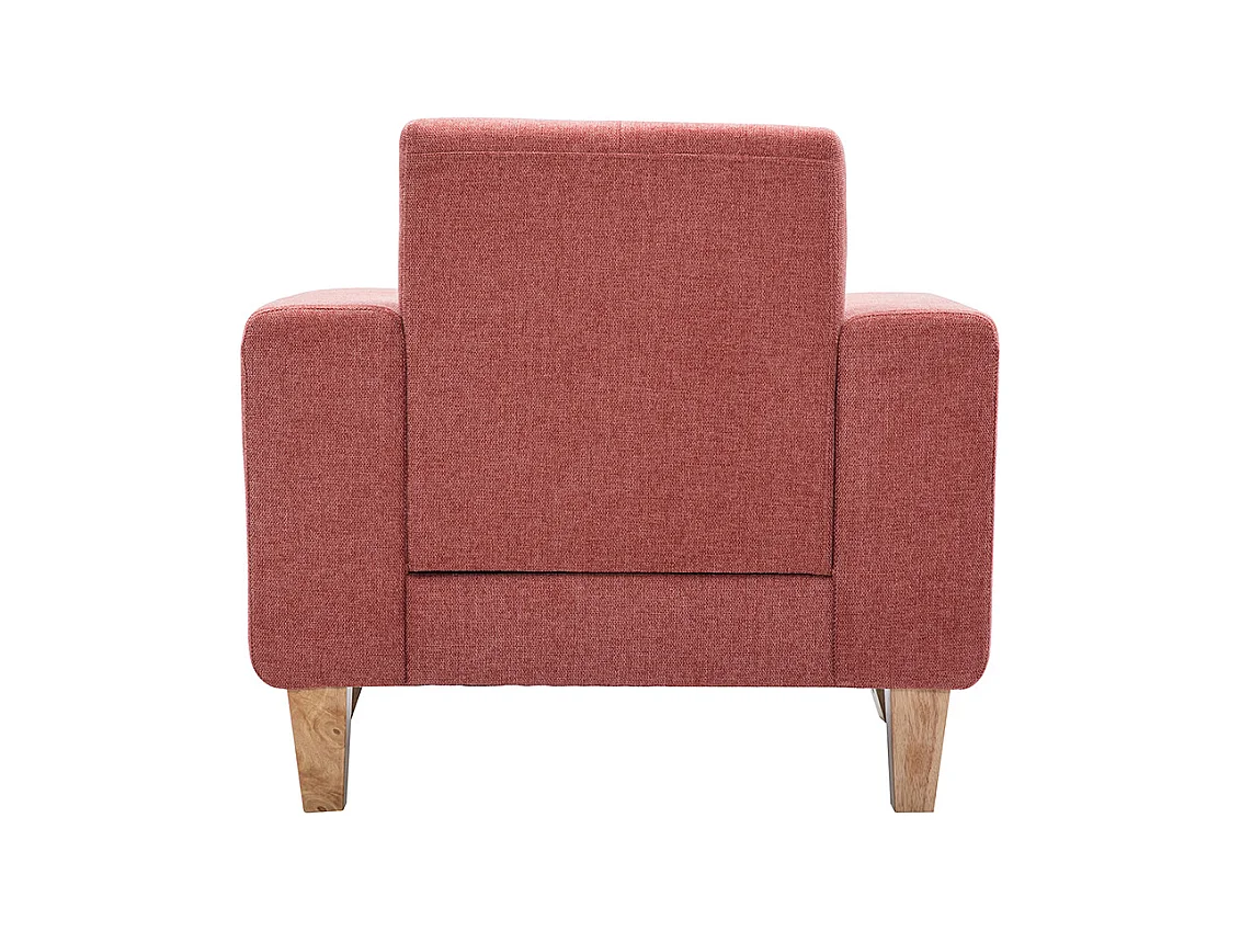 Poltrona scandinava in tessuto color terracotta e legno chiaro FJORD