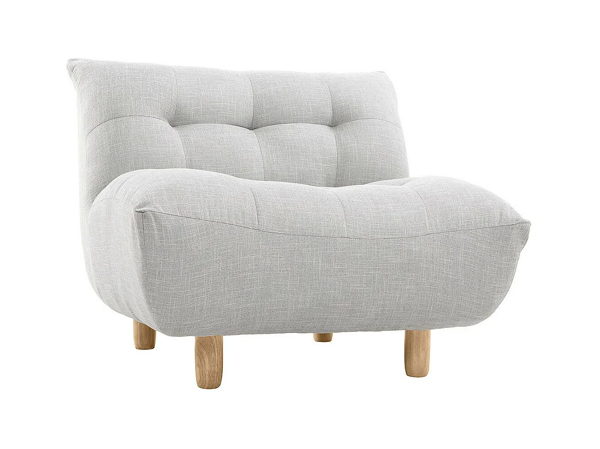 Fauteuil scandinave en tissu gris clair et bois clair YUMI