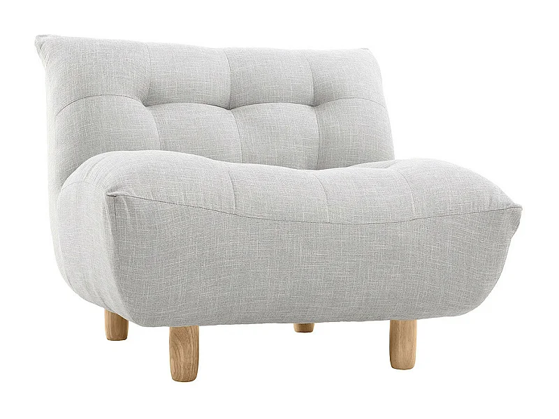 Fauteuil scandinave en tissu gris clair et bois clair YUMI
