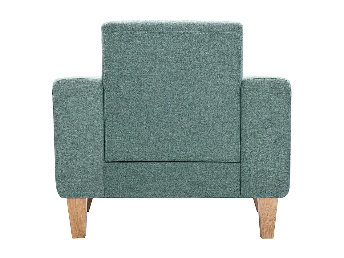 Fauteuil scandinave en tissu vert de gris et bois clair FJORD