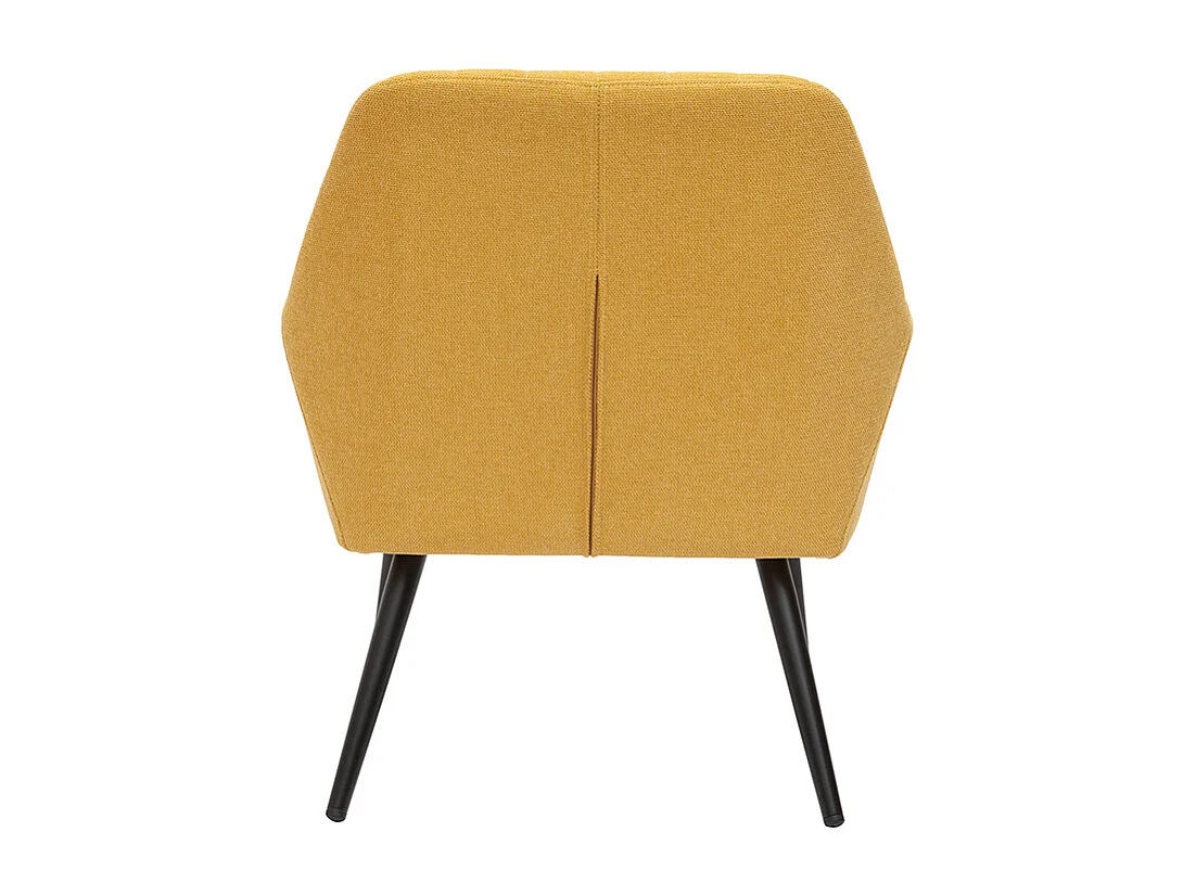 Sillón moderno de tela efecto aterciopelado texturizado amarillo mostaza y metal negro GASTON