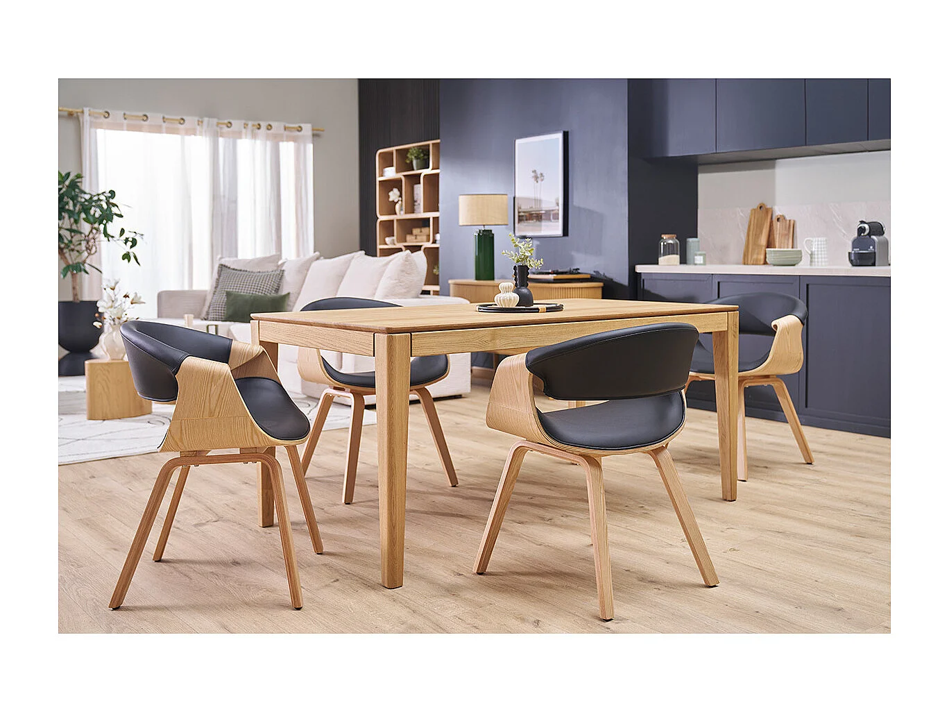 Chaise design noir et bois clair ARAMIS