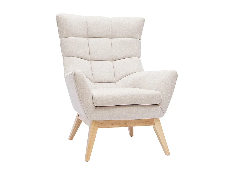 Sillón nórdico efecto aterciopelado natural con patas de madera BRODY