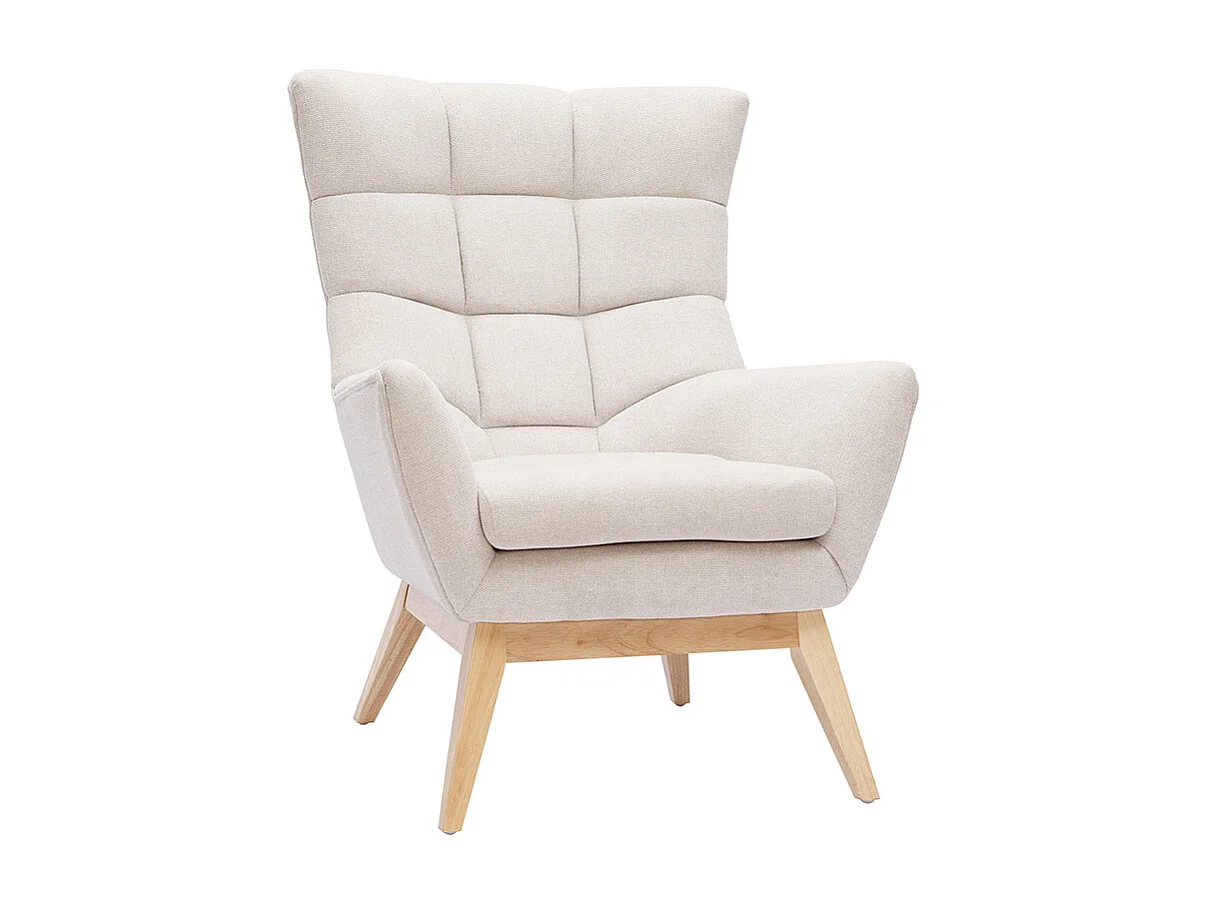 Sillón nórdico efecto aterciopelado natural con patas de madera BRODY