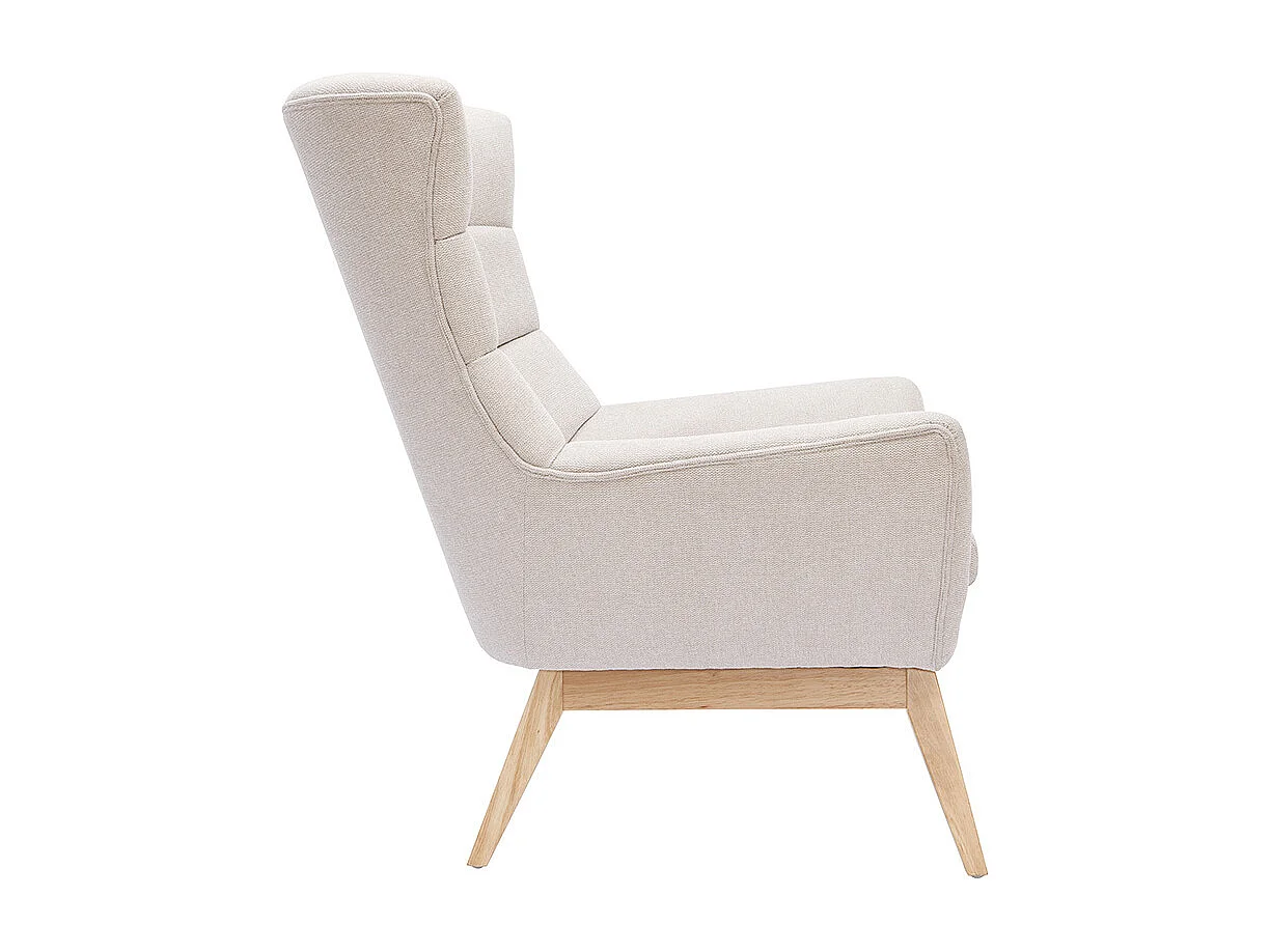 Sillón nórdico efecto aterciopelado natural con patas de madera BRODY