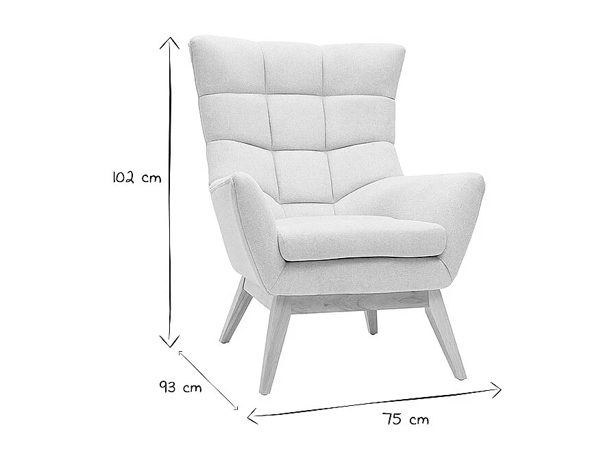 Sillón nórdico efecto aterciopelado natural con patas de madera BRODY