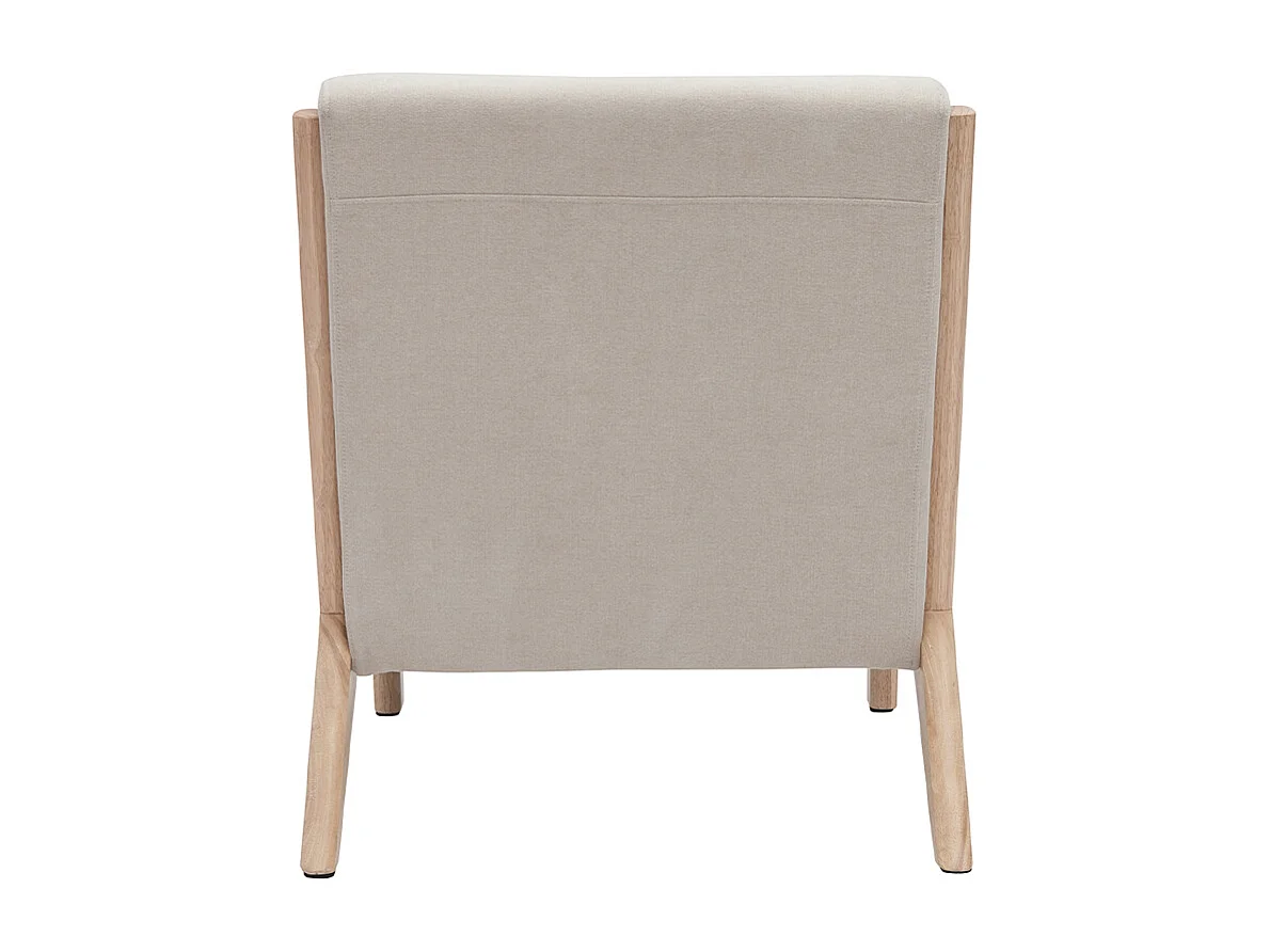 Sessel aus hellem Holz und beigem Stoff mit Samteffekt DERRY