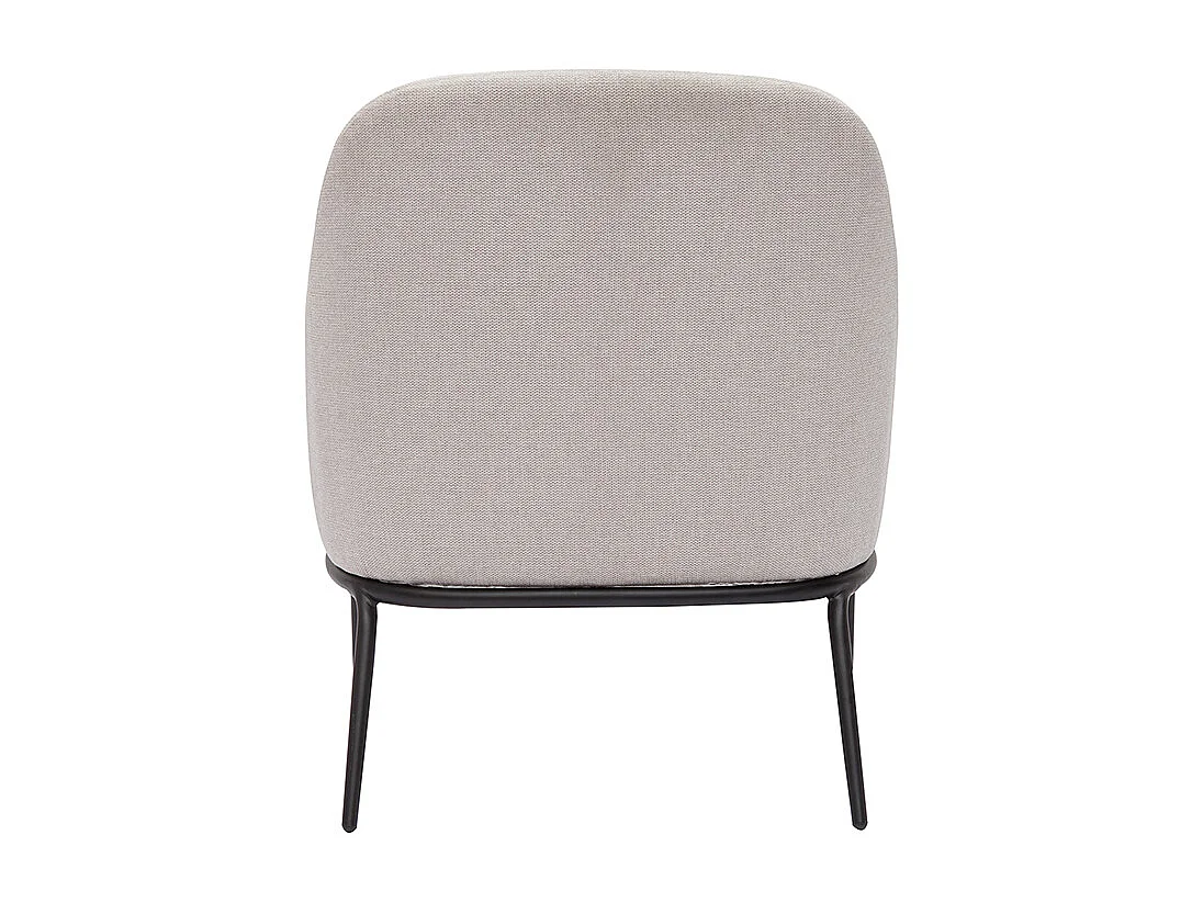 Sillón moderno de tejido efecto aterciopelado texturizado beige y metal negro BREGO