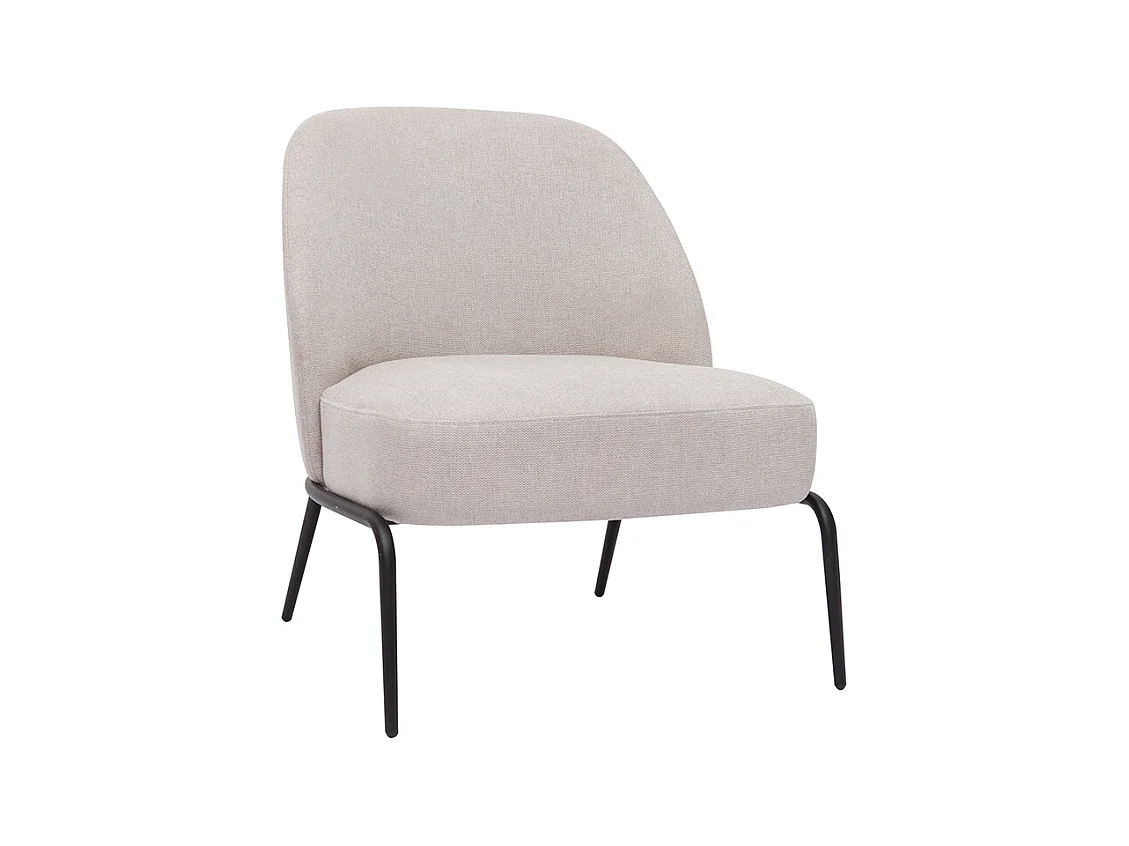 Fauteuil design en tissu effet velours texturé beige et métal noir BREGO