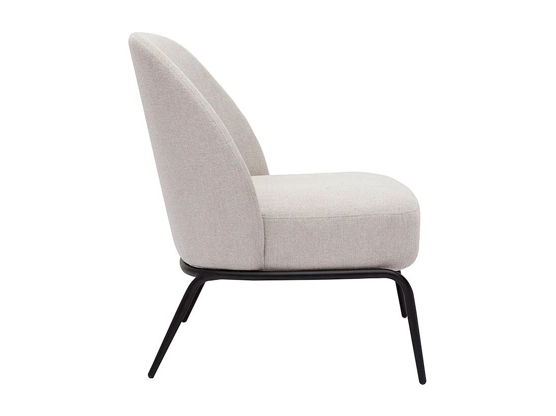 Fauteuil design en tissu effet velours texturé beige et métal noir BREGO