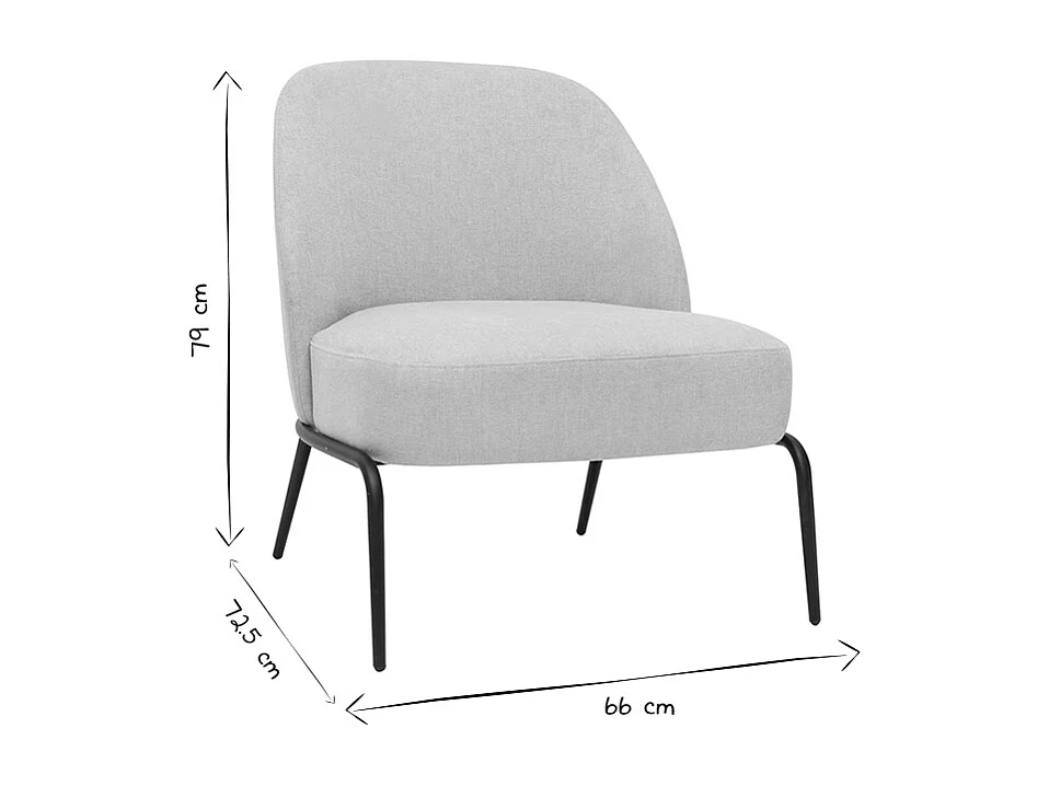 Fauteuil design en tissu effet velours texturé beige et métal noir BREGO